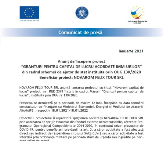 comunicat NOVAROM FELIX TOUR