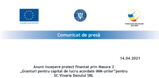 Anunt incepere proiect Vinaria Danului