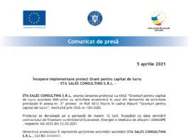 Comunicat de presa incepere proiect Sta Sales