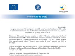Anunt incepere proiect Granturi pentru capital de lucru Calatorescu SRL