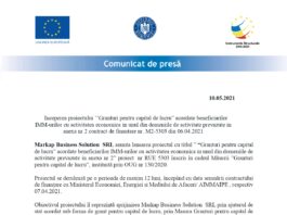 Anunt incepere proiect granturi pentru capital de lucru MARKAP BUSINESS SOLUTION