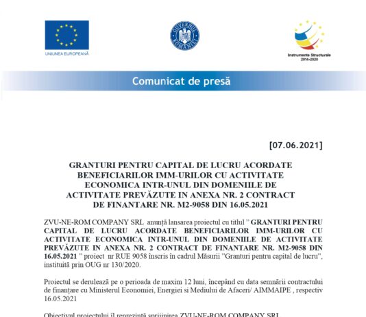 ZVU-NE-ROM COMPANY SRL lansarea proiectului