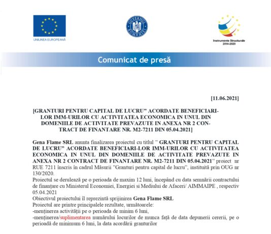 Anunt finalizare proiect