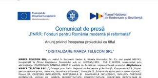 Comunicat de presă pnrr digitalizare marca telecom srl