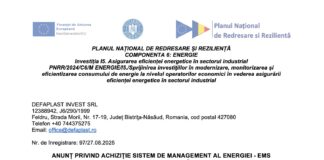 Anunt achizitii defaplast invest