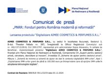Comunicat de presa pnrr digitalizare aimee cosmetics perfumes