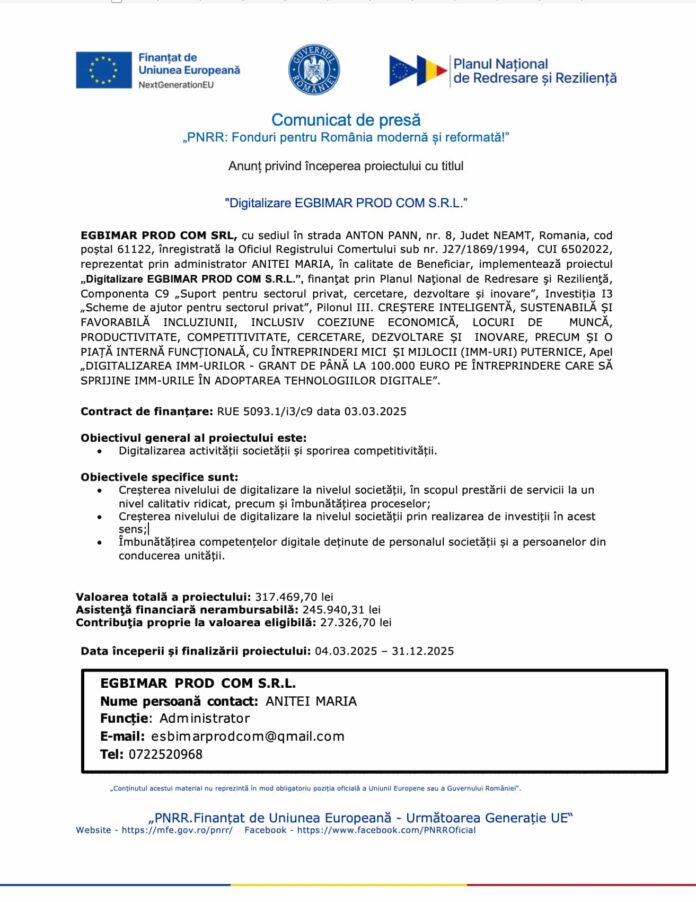 Comunicat de presa pnrr - digitalizare egbimar prod com