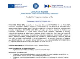 Comunicat de presa pnrr - digitalizare euroexpo fairs srl