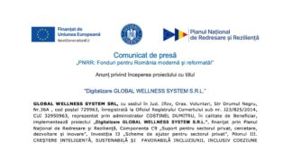 Comunicat de presa pnrr - digitalizare global wellness system