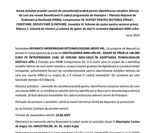 Anunt reparatii modernizare