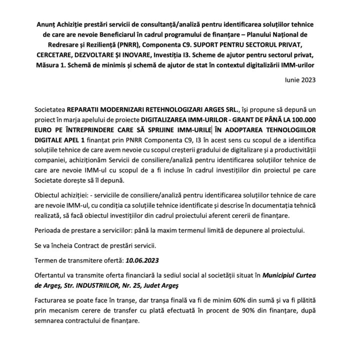 Anunt reparatii modernizare