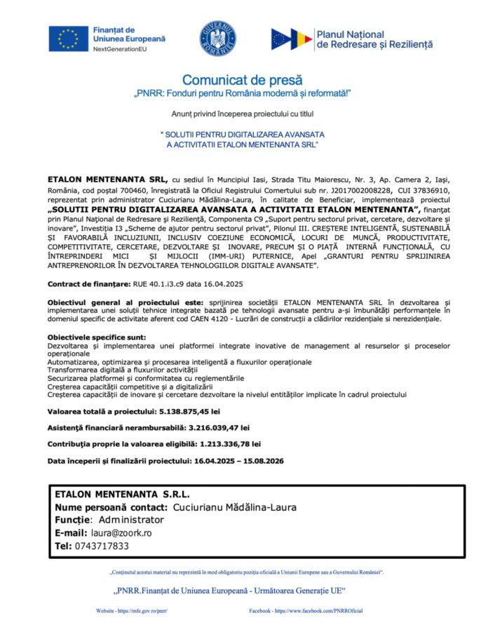 Etalon mentenanta pnrr