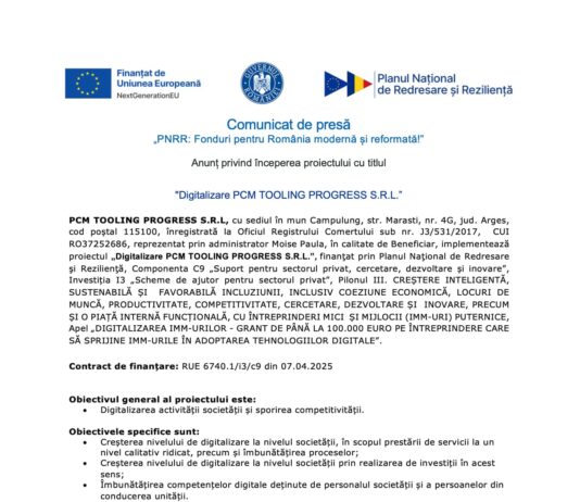 Pcm tooling progress pnrr