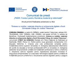 Comuna crangu Comunicat de presă