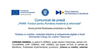 Comuna crangu Comunicat de presă