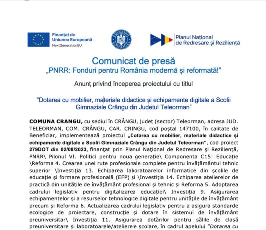 Comuna crangu incepere proiect