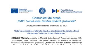 Comuna traian finalizare proiect