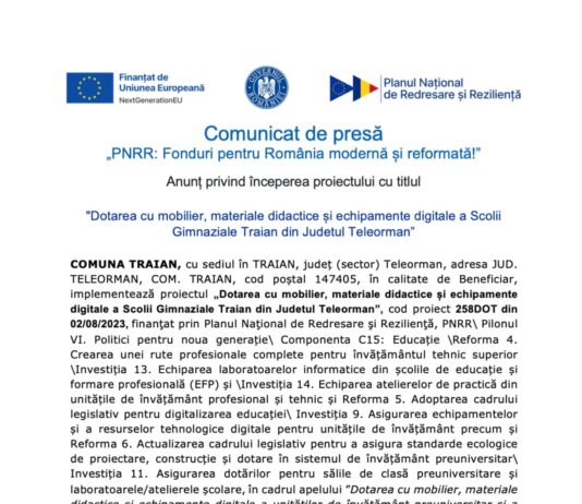 Comuna traian incepere proiect