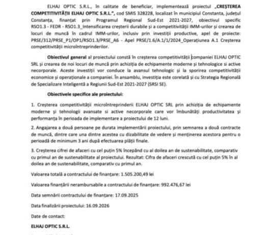 Comunicat de presa Elhaj