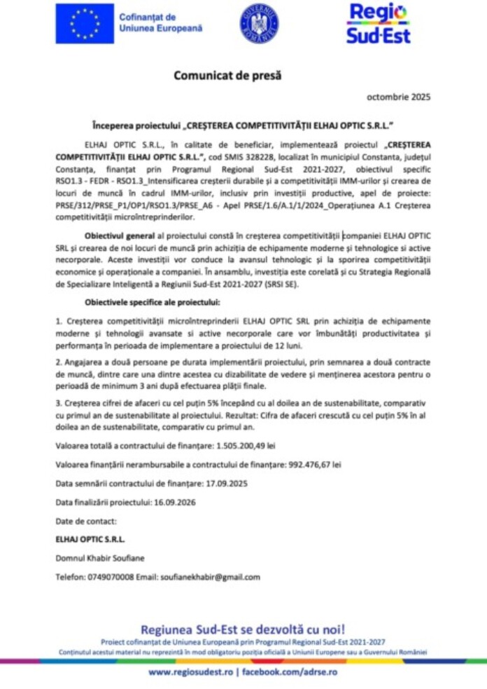 Comunicat de presa Elhaj