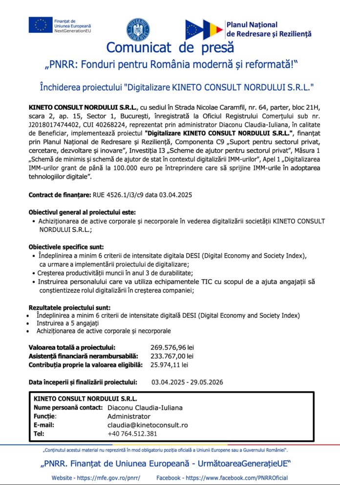 KINETO CONSULT NORDULUI KINETO CONSULT NORDULUI S.R.L.